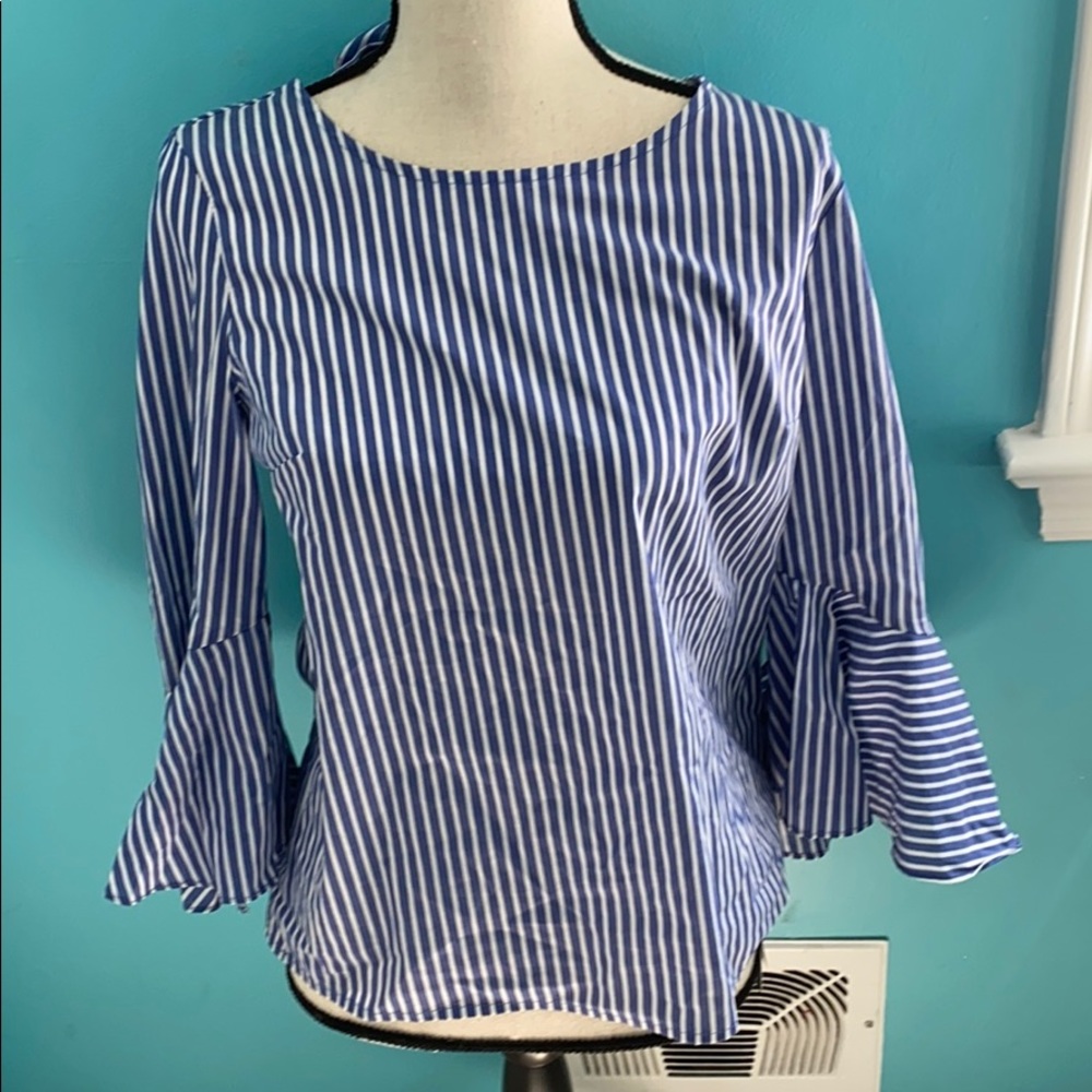 Blue and white blouse